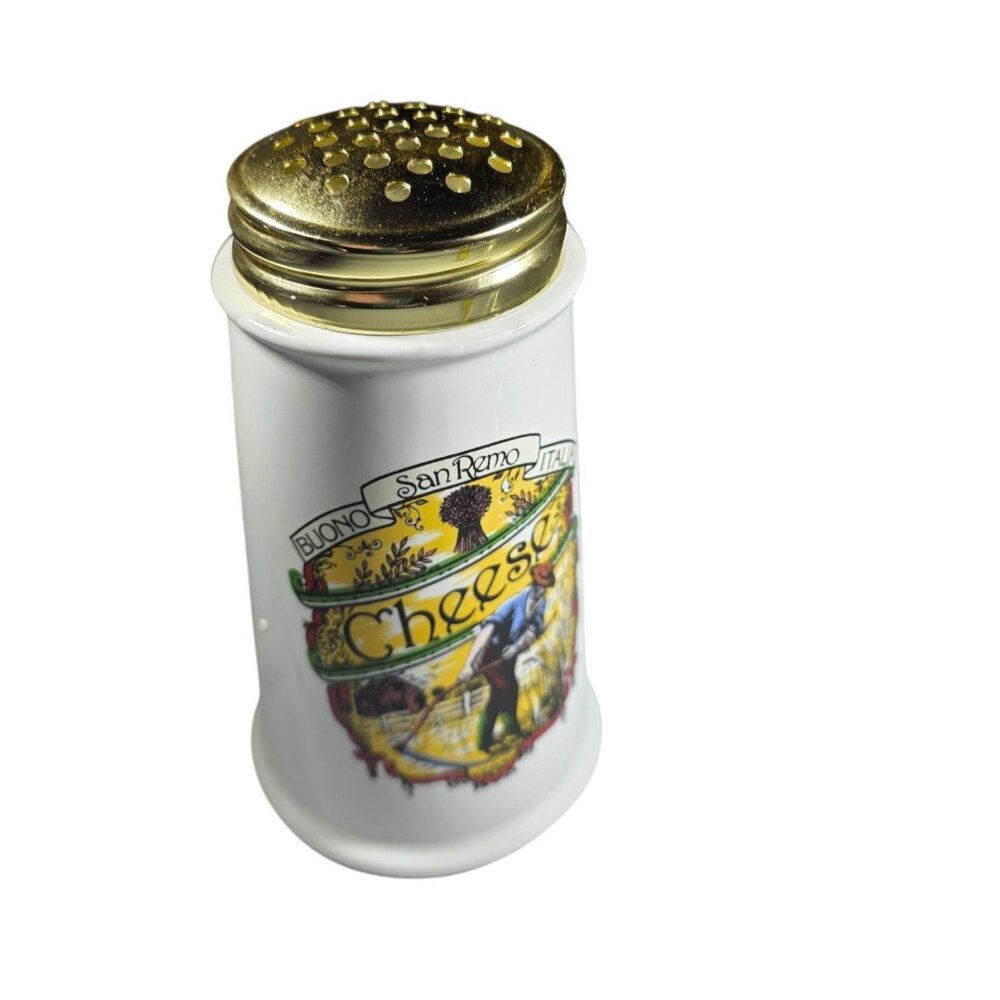 Vintage Himark Cheese Shaker San Remo Italy Design Gold-Tone Lid rustic Italian